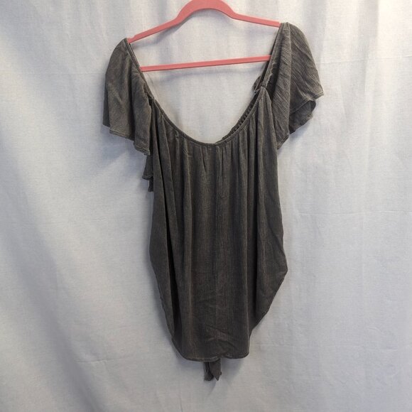 Cherish Size Large Off-Shoulder Gray Tie-Front - Picture 8 of 16